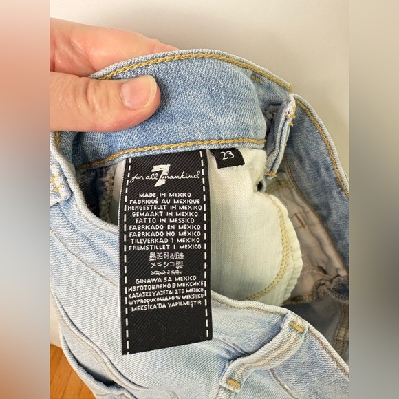 7 for All Mankind High Waist Ankle Skinny Pink Fringe Jeans - Picture 7 of 9